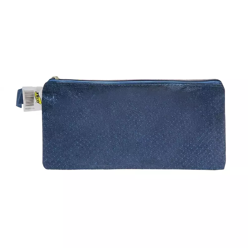 Trio Mono Zip Pouch Polyester Plain Pattern Blue, ZP101CHQ