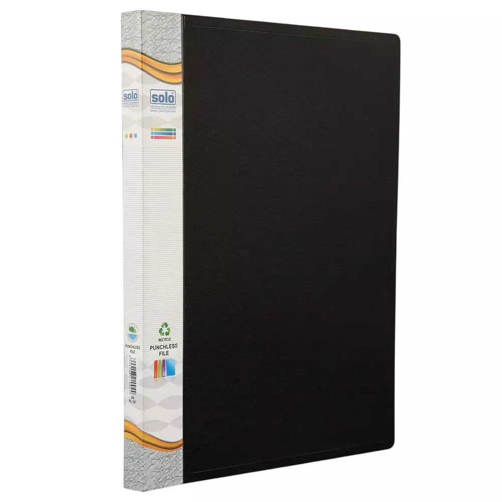 ARIS Punchless File 21x29.7 cm Black A4 for Office, School and Home, PL100