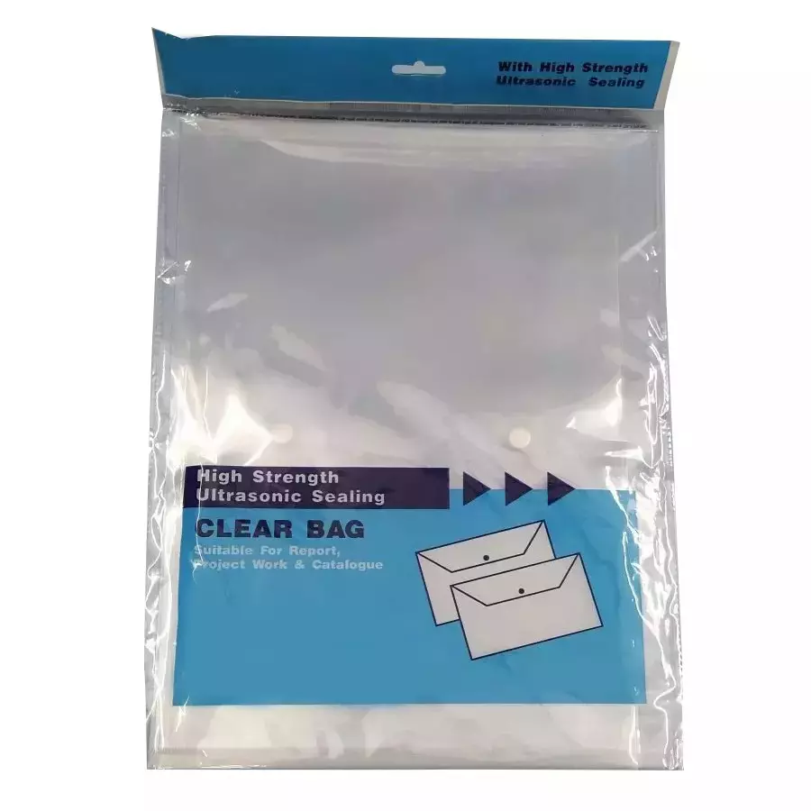 AAGAM Transparent Bag Foolscap Rectangular Polypropylene Assorted, MCB-355 (Pack of 10)