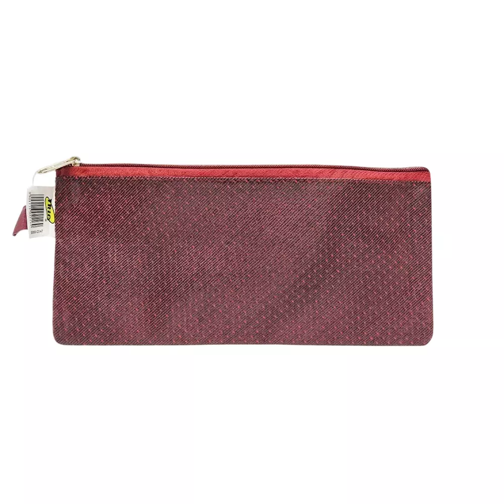 Trio Mono Zip Pouch Polyester Plain Pattern Maroon, ZP101CHQ