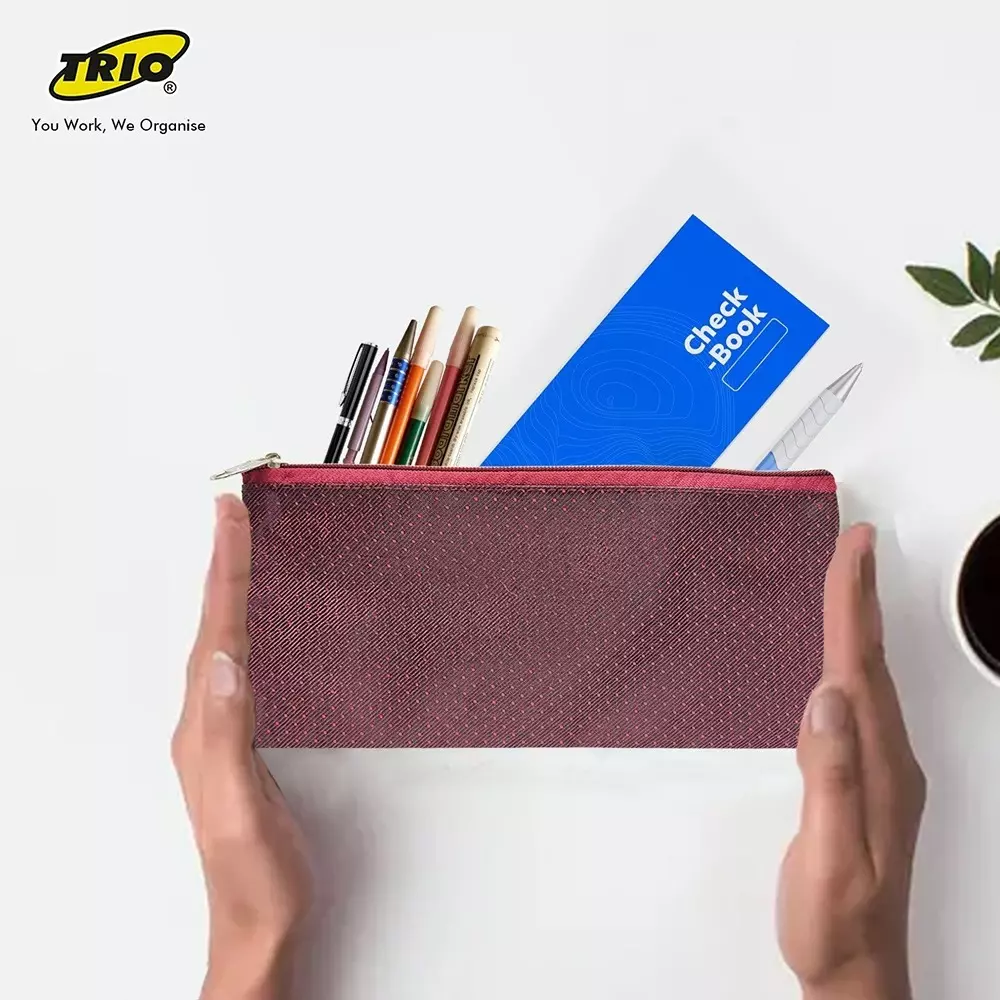 trio-mono-zip-pouch-polyester-plain-pattern-maroon-zp101chq