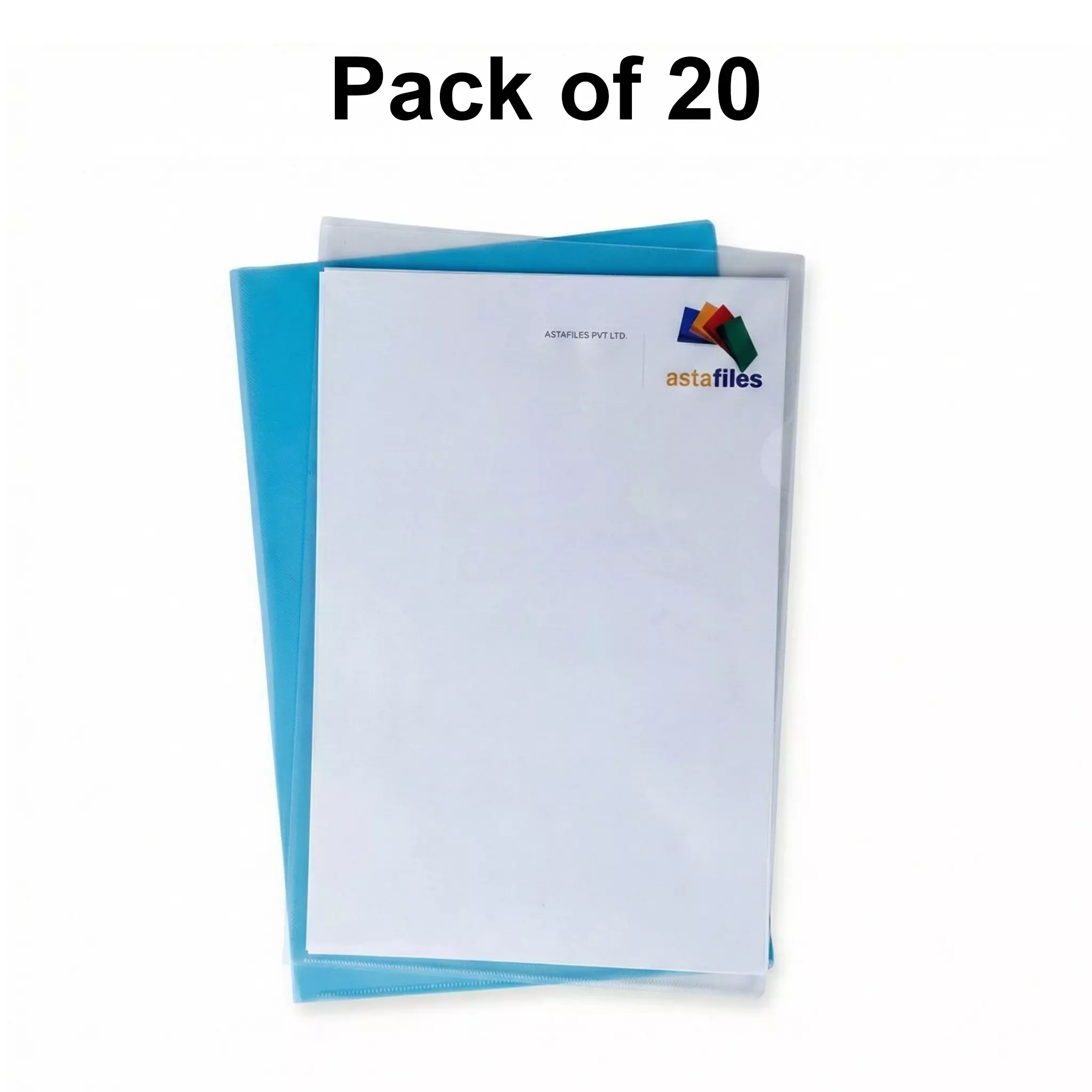 Astafiles L Folder Transparent Durable Plastic 120 Micron, A4 Size, SDS-12-PK-20 (Pack of 20 Pcs)