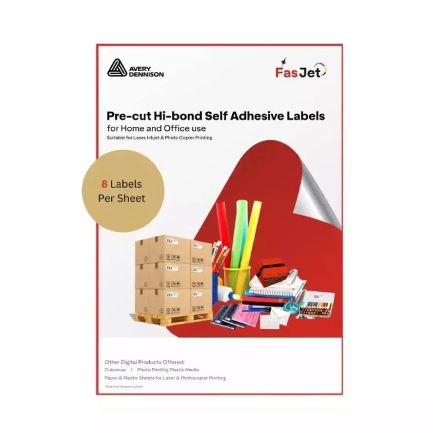 Fasjet Label Stickers Self Adhesive Paper A4 Size for Multipurpose Use, ST-8 (Pack 500 Pcs)