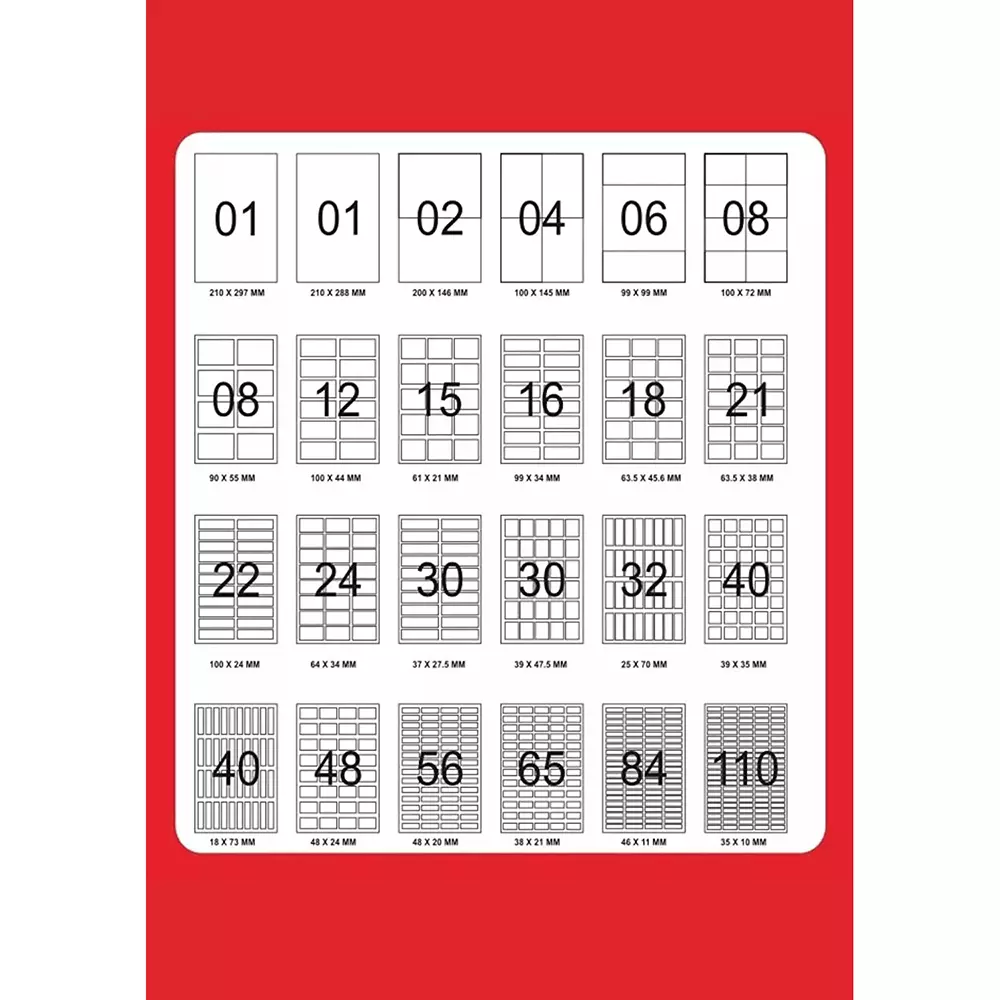 Fasjet Label Stickers Self Adhesive Paper A4 Size for Multipurpose Use, ST-1 (Pack 500 Pcs)