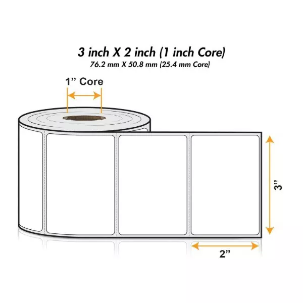 Martec Direct Thermal Label Roll (without Ribbon) 7.5x5 cm Size Rectangular 1000 Labels/1Roll