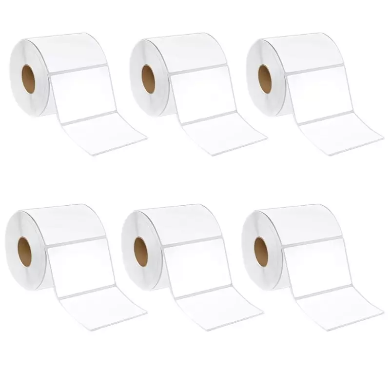 Martec Direct Thermal Label Roll (without Ribbon) 7.5x5 cm Size Rectangular 1000 Labels/1Roll (Pack of 6 Rolls)