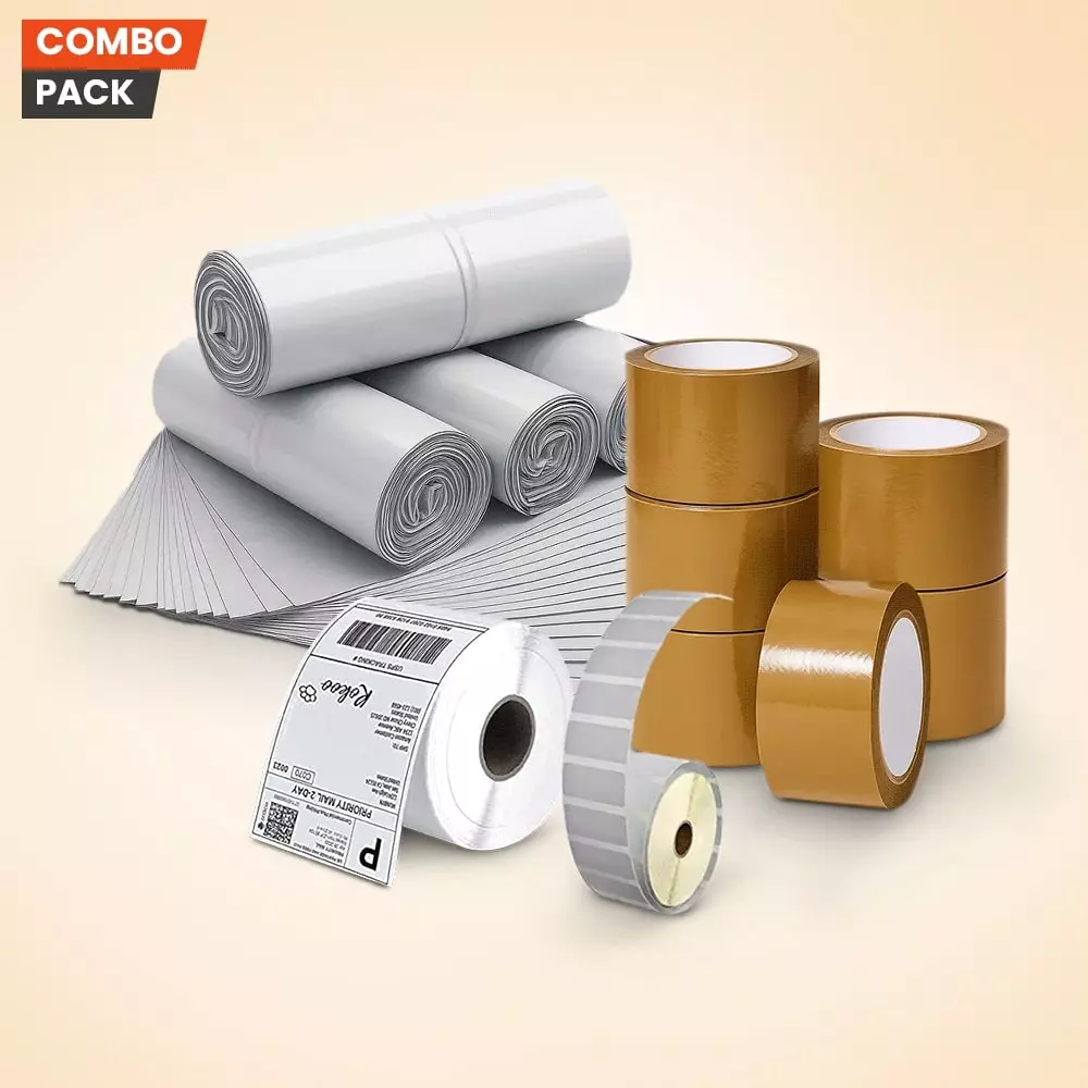 GENERIC All-in-One Packaging Kit – BOPP Tape Pack, Plastic Tamper-Resistant Bags, Barcode Label Rolls for Businesses