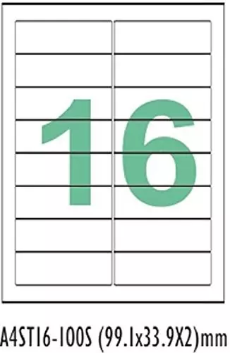 Desmat A4 Paper Labels Sticker for Laser, Inkjet and Copiers 16 Label (100 Sheet Pack)