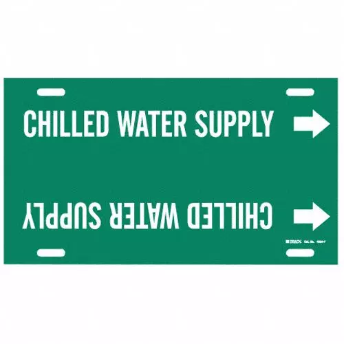 BRADY Pipe Marker Chilled Water Supply Green & White for 6 to 7-7/8 inch Outer Diameter Pipe, 5LEN3