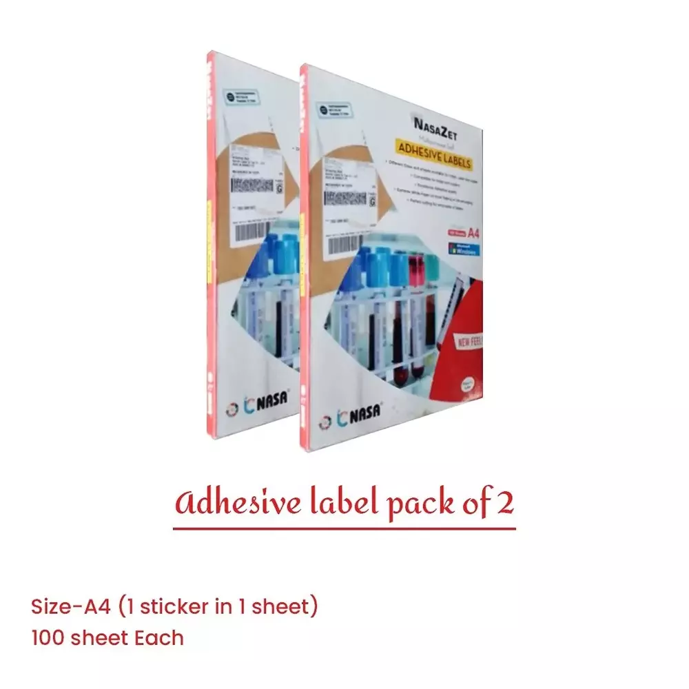 NASAZET Multipurpose Adhesive Label A4 100 Sheets (1 Sticker in 1 Sheet) (Pack of 2)