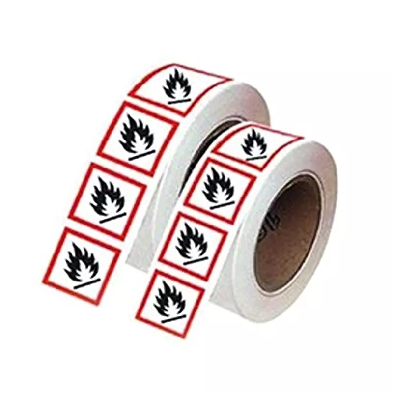 RS PRO Safety Label Flammable Black, White, Red Polyester 21 mm Self Adhesive, 182029 (Pack of 250 Pcs)