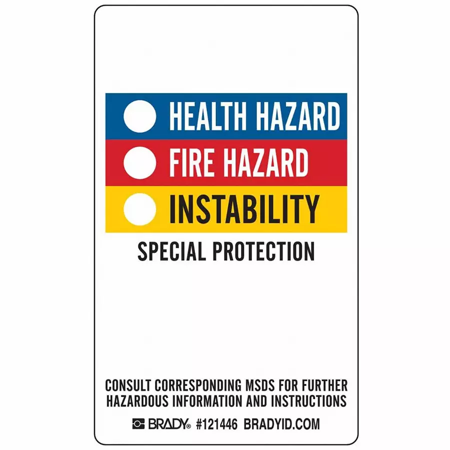 BRADY HMIG Label 5 inch Height 3 inch Width, 15Y474 (Pack of 50 Pcs)