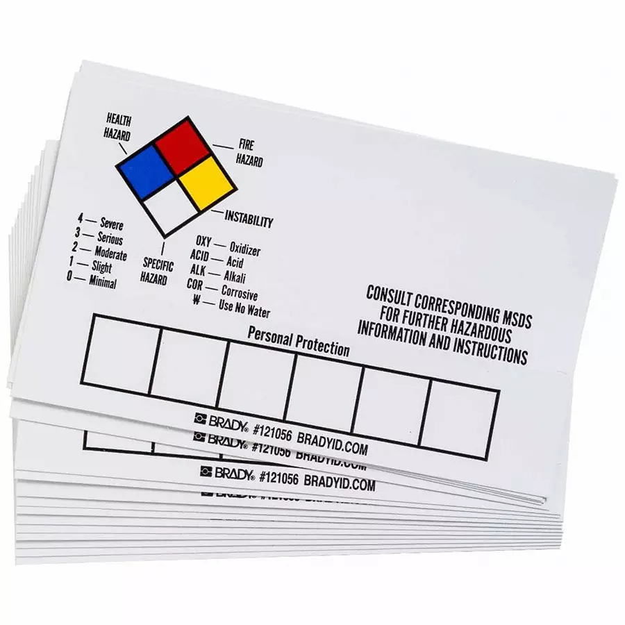 BRADY Chemical Label 3 inch Height 5 inch Width, 4T771 (Pack of 50 Pcs)