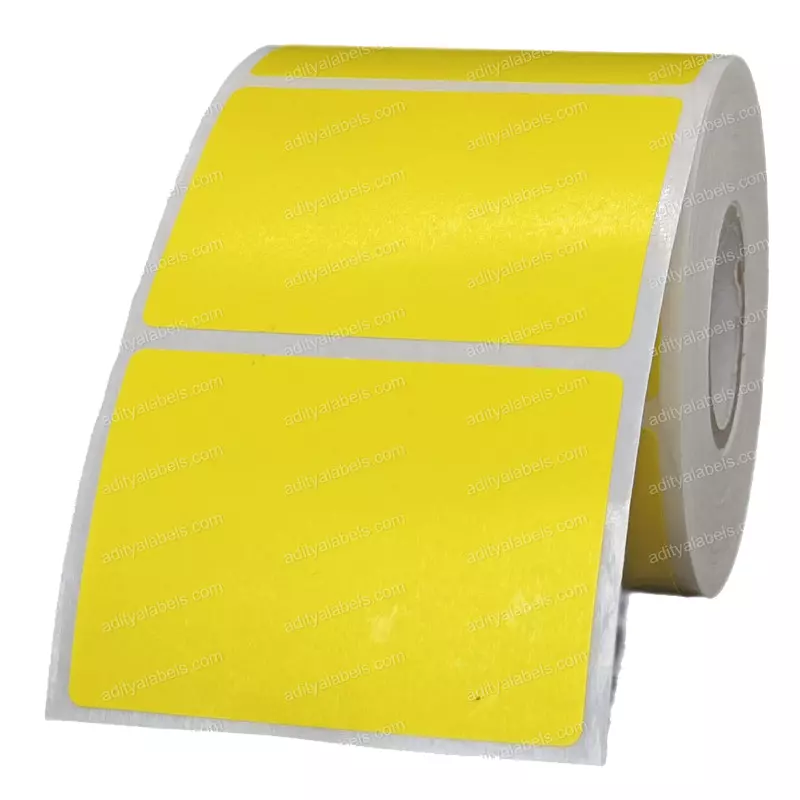 Tudko 55x40 mm 80 GSM 1 UP Self Adhesive Paper Label Yellow (Pack of 2 Pcs)