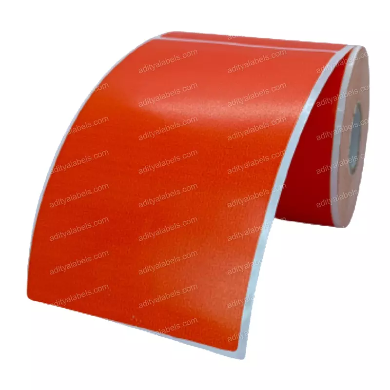 Tudko 75x125 mm 80 GSM 1 UP Self Adhesive Paper Label Orange (Pack of 2 Pcs)