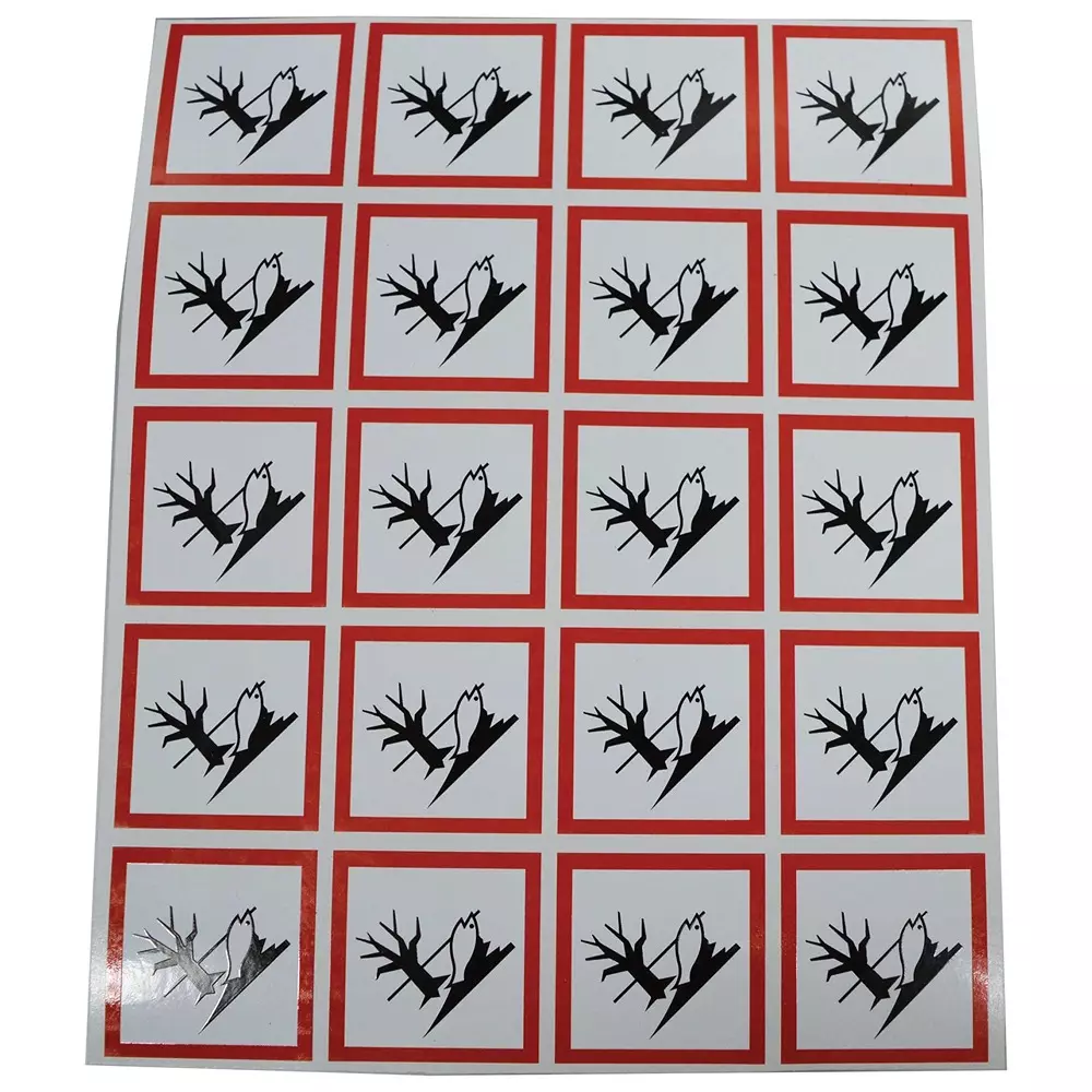 MULTICOMP PRO Pre Printed Label "Enviro nmental Hazard" Legend Red / Black on White Vinyl, MP001257 (Pack of 100)