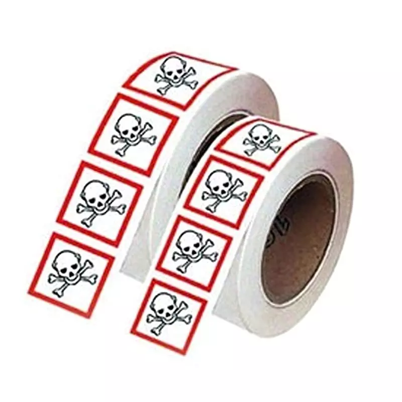 RS PRO Safety Label Toxic GHS Black, White, Red Polyester 21 mm Self Adhesive, 182033 (Pack of 250 Pcs)