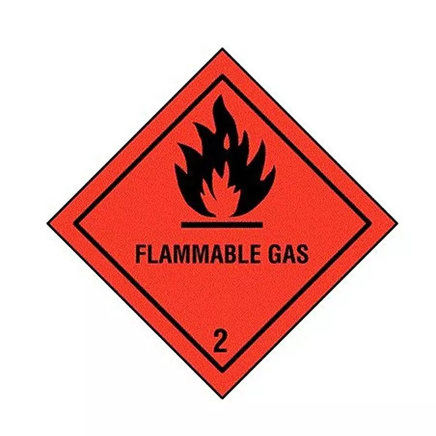 RS PRO Safety Label Flammable Gas Orange, Black Polyester 100 mm Self Adhesive, 146358