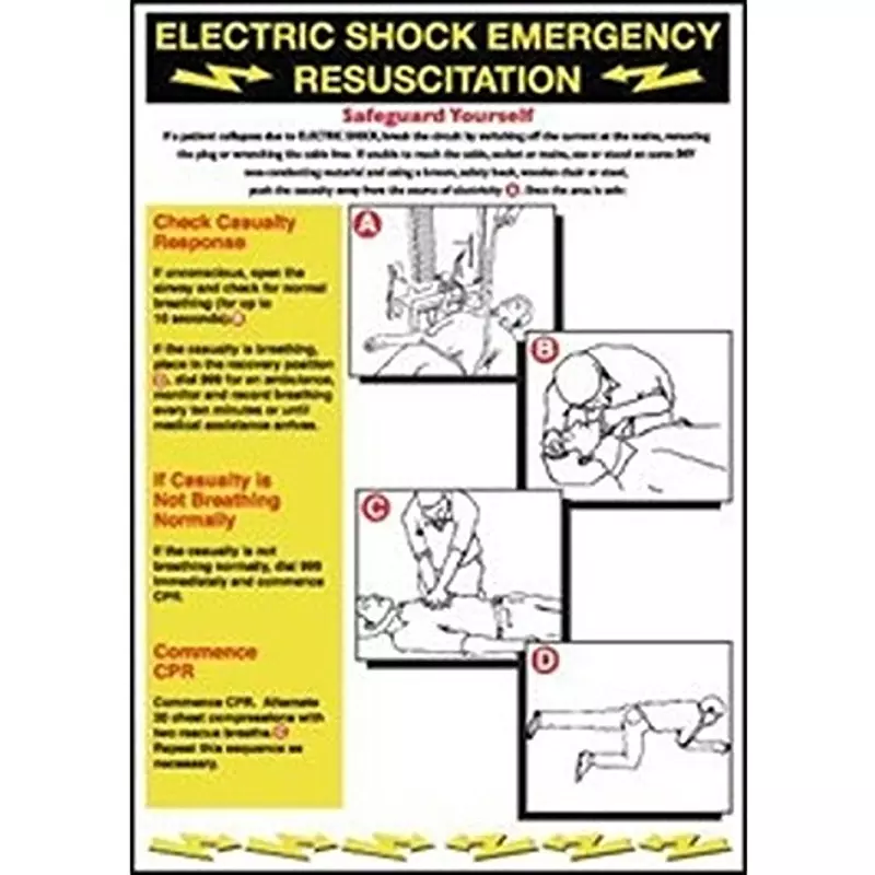 RS PRO Safety Label Electric shock Emergency White, Black, Red Polyester 420 mm 600 mm Self Adhesive, 146416