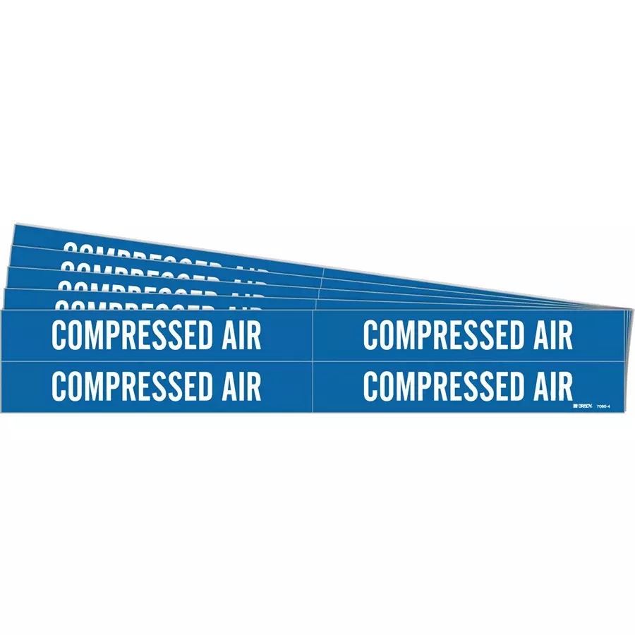 BRADY Vinyl Pipe Marker Compressed Air Blue and White 1-1/8 x 7 x 0.004 inch, 781WM5 (Pack of 5)