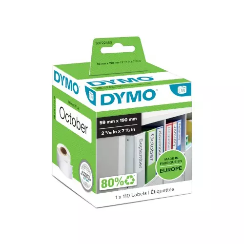 DYMO Lever Archive File Labels Large 59x190 mm, S0722480/99019 (1 Rollx110 Labels)