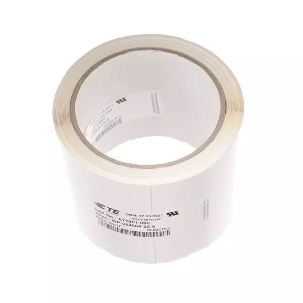 TE CONNECTIVITY Thermal Transfer Printers Label Rolls Adhesive White, WP-064064-25-9