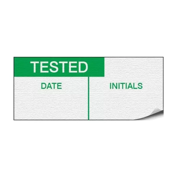 MULTICOMP PRO Pre Printed Label "Tested (Date, Initials)" Legend Green on White Vinyl Cloth, MP009751 (Pack of 70)