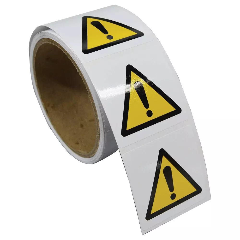 MULTICOMP PRO Pre Printed Label "Warning Attention (ISO Symbol)" Legend Black on Yellow Vinyl, MP001254 (Pack of 100)