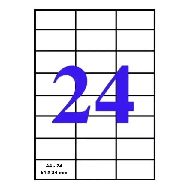 NASAZET Multipurpose Adhesive Label A4 100 Sheets (24 Sticker in 1 Sheet) (Pack of 2)