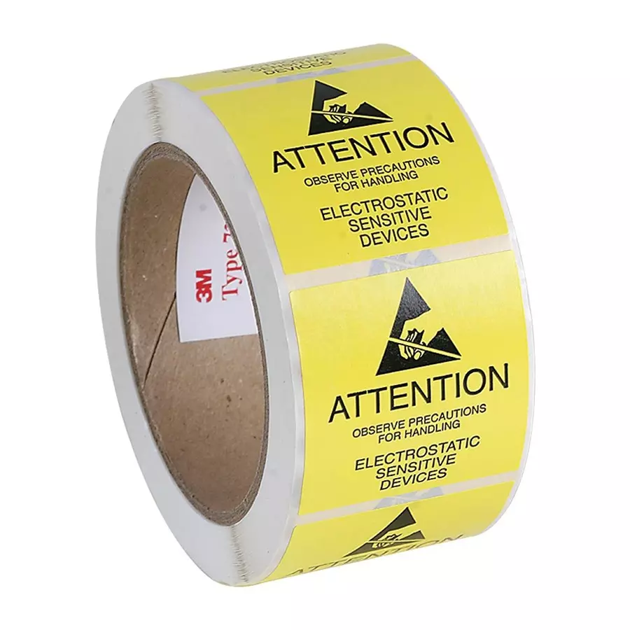SCS LABEL, ESD WARNING, YELLOW, 2" X 2", 7202. (Pack of 500)
