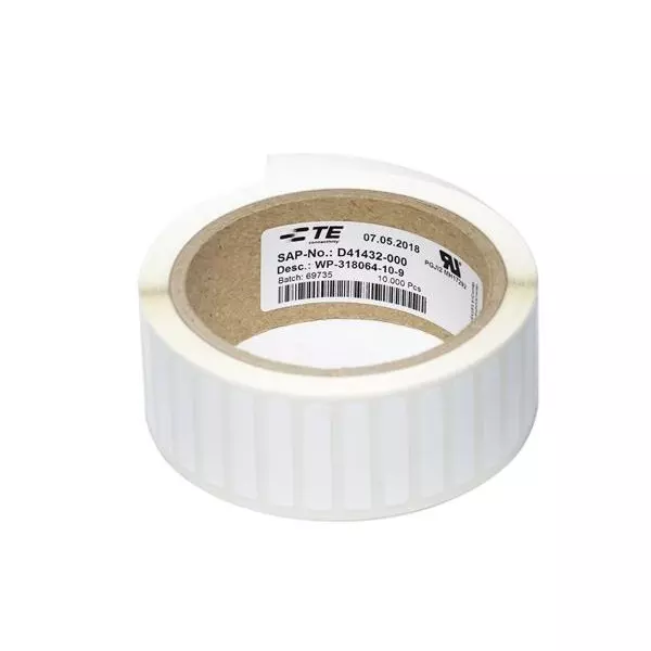 TE CONNECTIVITY Thermal Transfer Printers Label Rolls Adhesive White, WP-318064-10-9