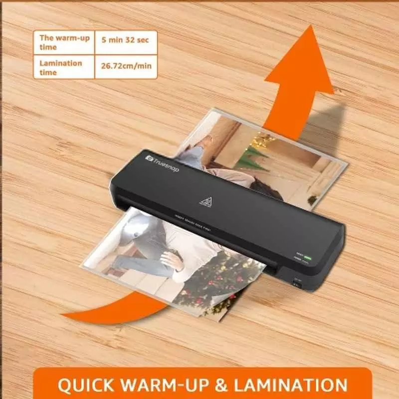 Truesnap A4 Lamination Machine 141.23 W Power 125° to 140°C Temperature Range 32.8 cm/min Leminating Speed, TS-LM-A401