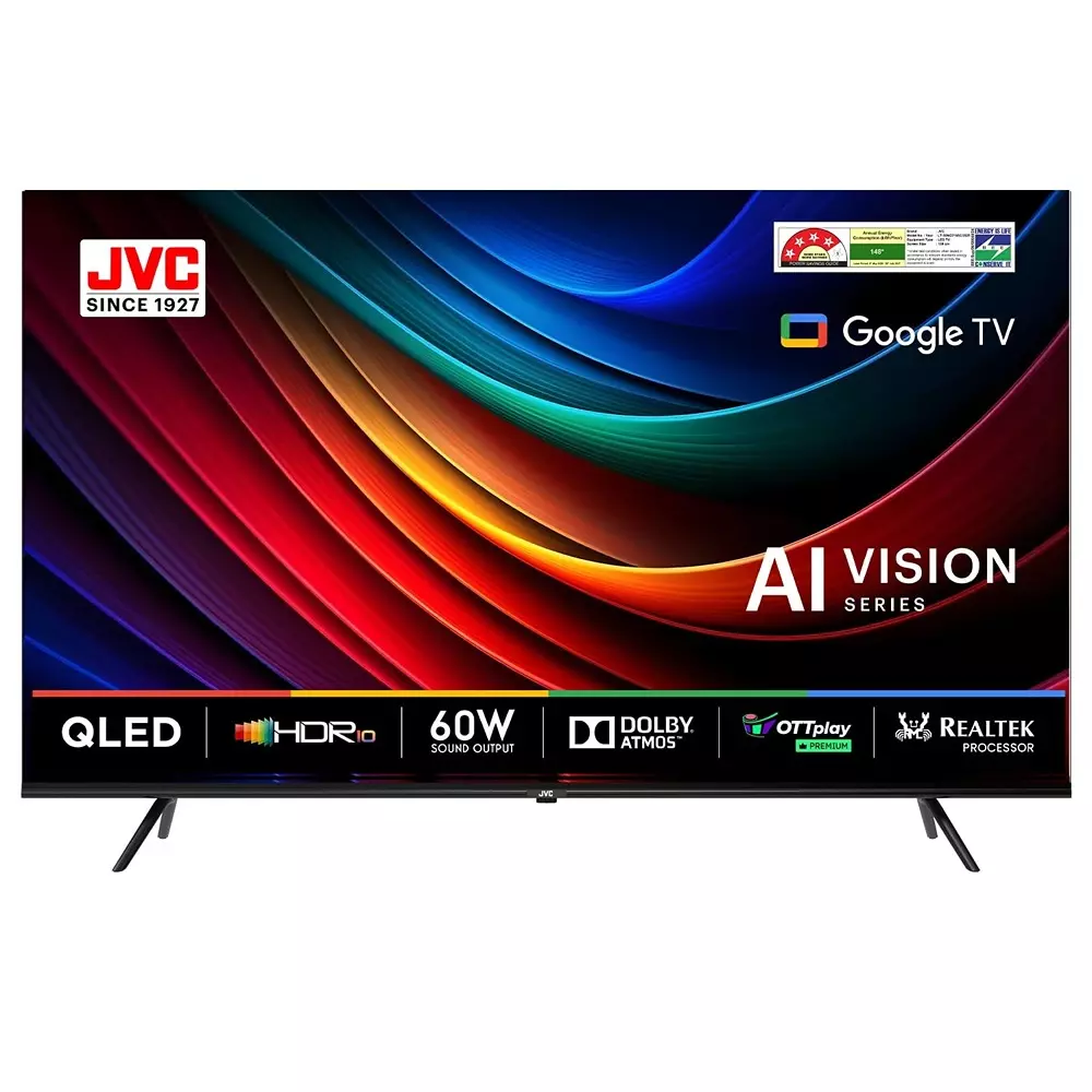 JVC AI Vision Series Google LED TV 140 cm (55 Inch) Screen QLED Dolby Atmos Sound 4K Ultra HD, LT-55NQ7165C