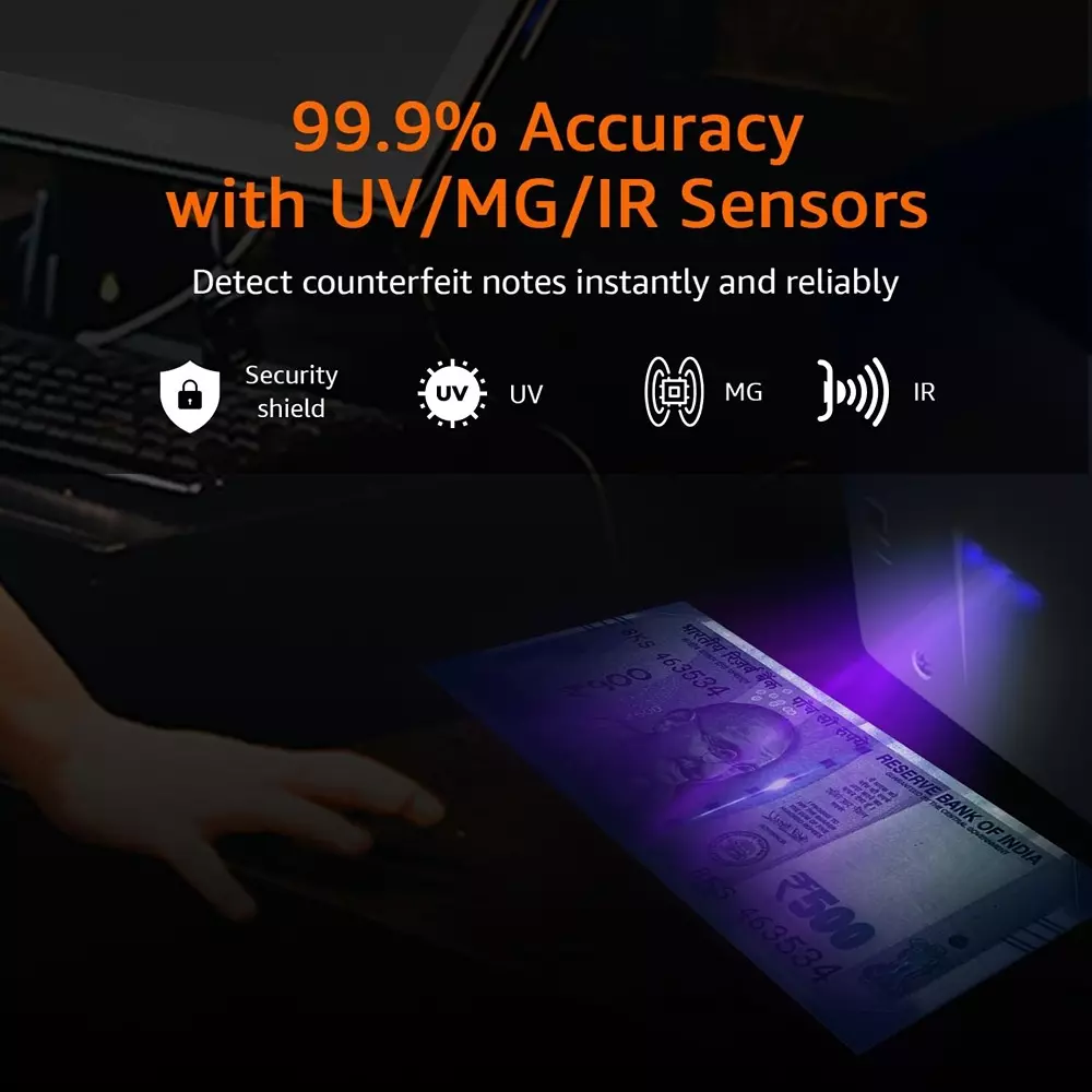 Truesnap Mini Note Counting Machine Portable LED Display 600 Notes/min Auto-shutoff for Shops, Office & Homes, TS-NC-01