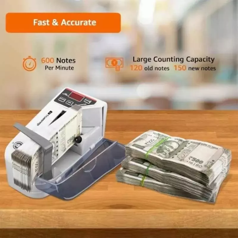 Truesnap Mini Note Counting Machine Portable LED Display 600 Notes/min Auto-shutoff for Shops, Office & Homes, TS-NC-01