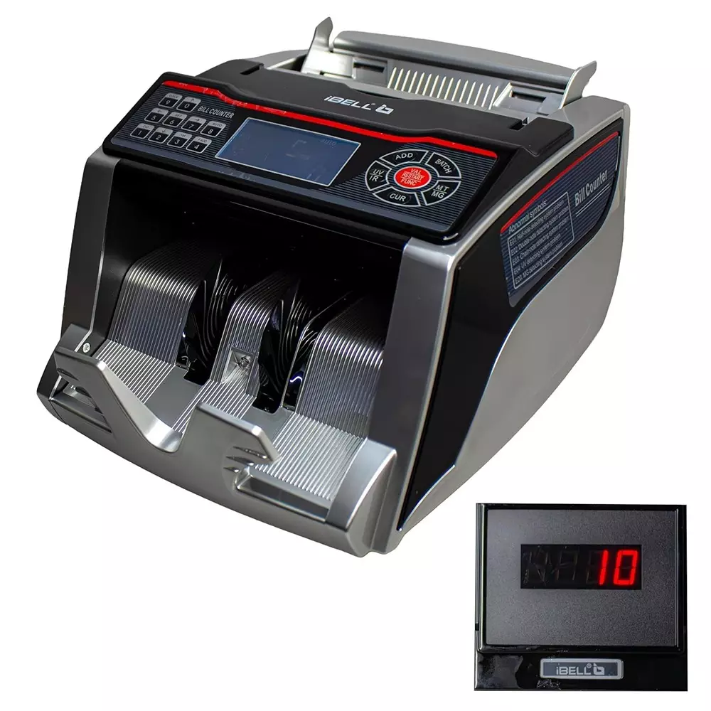 IBELL Money Counting Machine Key Lock Type 1000 Notes/min LED Display with External Screen, IBL CM13-LA