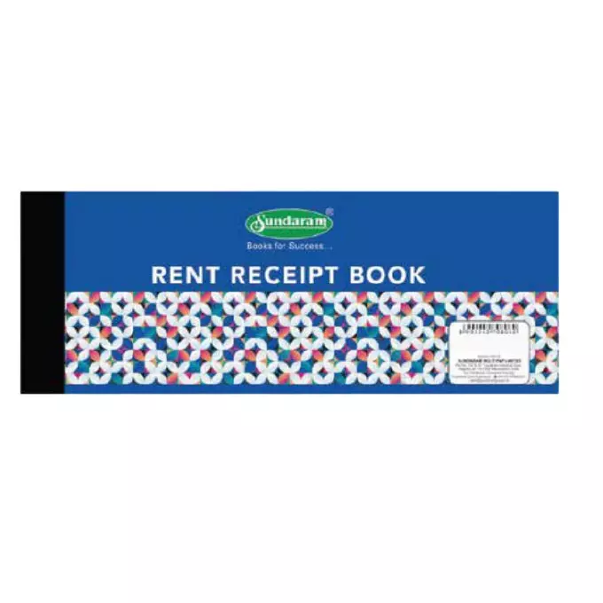Sundaram Rent Receipt Book 40 Sheets 28.5 x 10.5 cm Hard Bound Assorted, RB-3