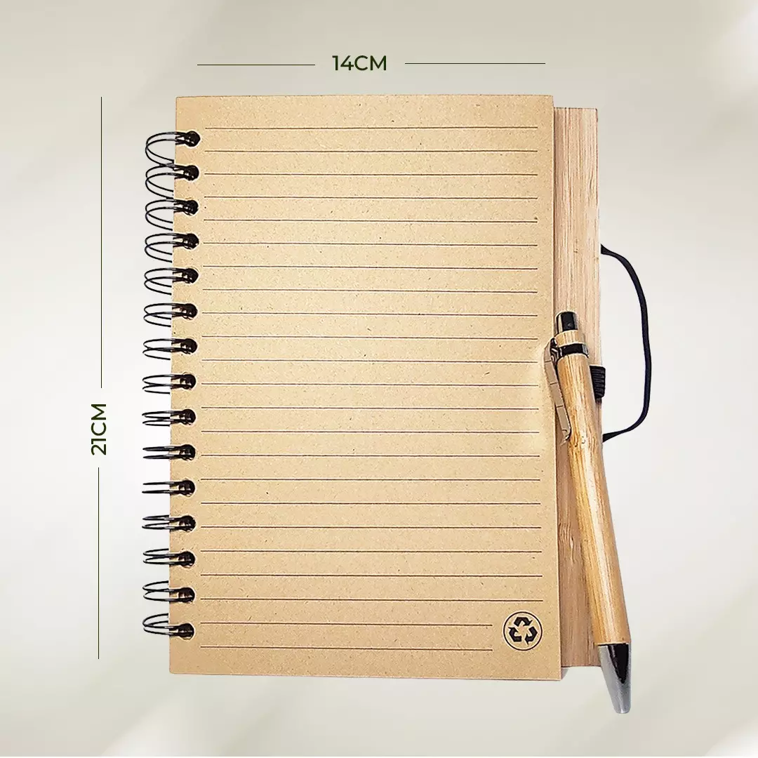 IMECO Bamboo Diary 21x14 cm with Pen Non-Toxic Ink 0.5 mm (0.019 inch) Tip Size Brown, IMEBDWP