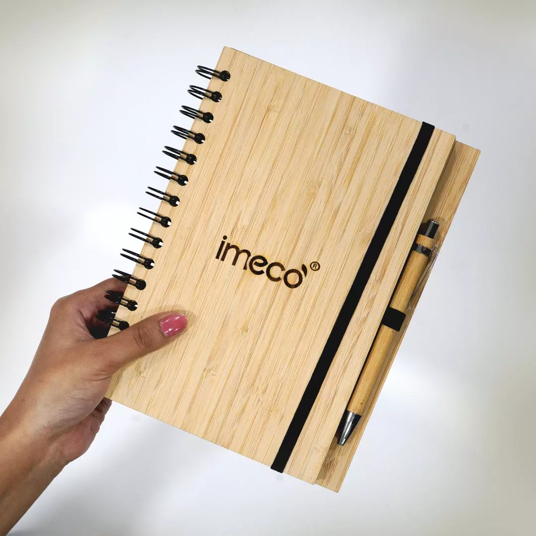 IMECO Bamboo Diary 21x14 cm with Pen Non-Toxic Ink 0.5 mm (0.019 inch) Tip Size Brown, IMEBDWP