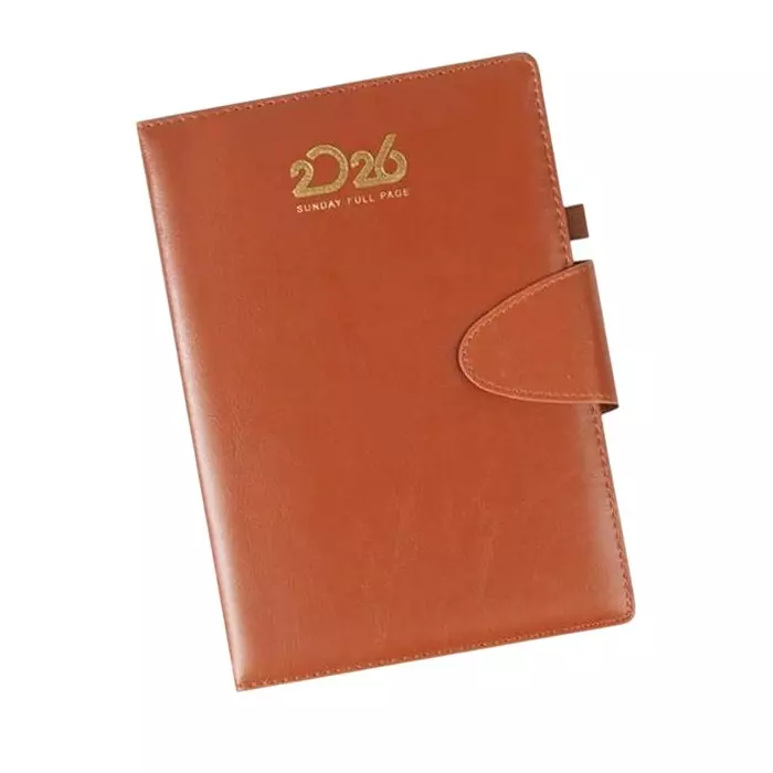 GENERIC Soft Bound Foam Diary PU Leather Cover "2026 Sunday Full Page" Theme with Mop Flap, V 207