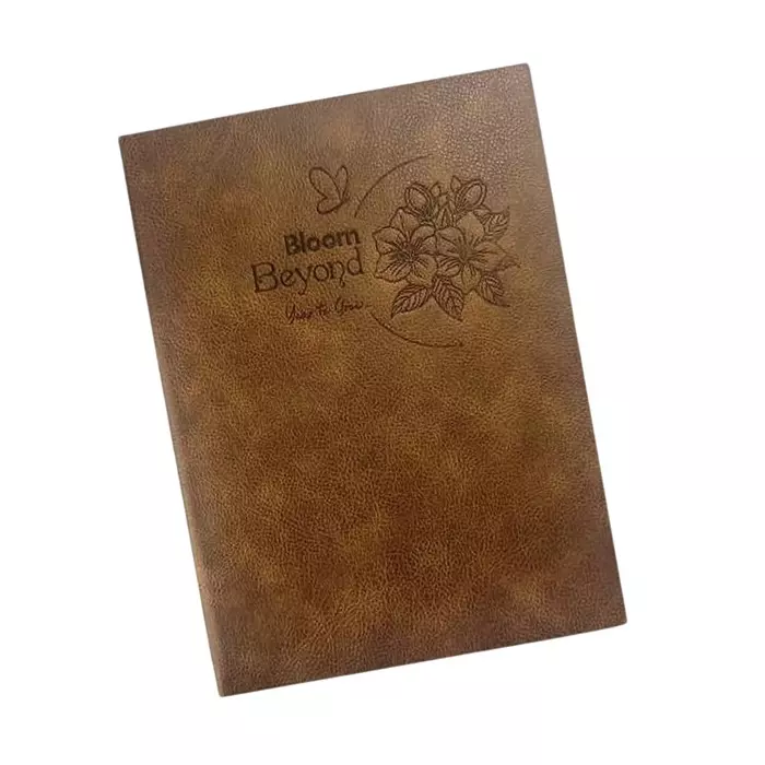 GENERIC Soft Bound Foam Diary Dark Brown PU Leather Cover "Bloom Beyond Year To Grow" Theme, V 195