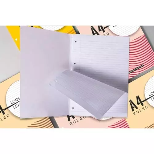 PAPERLLA Loose Leaf Report Pad 100 Sheet A4 Ruled Tear-Off Sheets with Enhanced Tear-Off Capability, C02809 (Pack of 3)