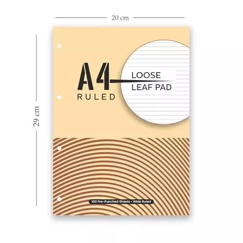 PAPERLLA Loose Leaf Report Pad 100 Sheet A4 Ruled Tear-Off Sheets with Enhanced Tear-Off Capability, C02809 (Pack of 3)
