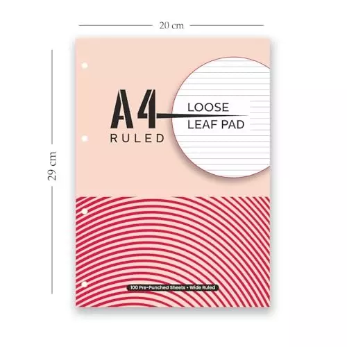 PAPERLLA Loose Leaf Report Pad 100 Sheet A4 Ruled Tear-Off Sheets with Enhanced Tear-Off Capability, C02809 (Pack of 3)