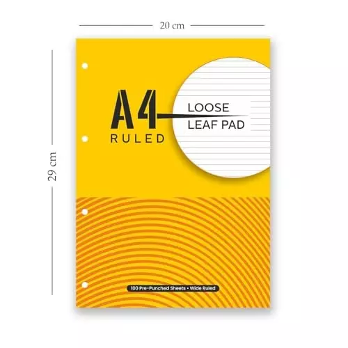PAPERLLA Loose Leaf Report Pad 100 Sheet A4 Ruled Tear-Off Sheets with Enhanced Tear-Off Capability, C02809 (Pack of 3)