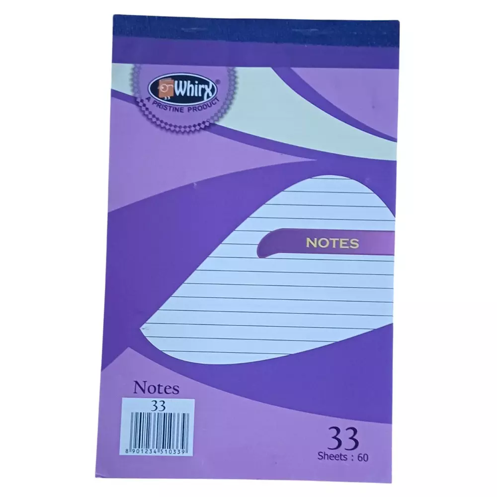 Whirx 33 NO. Note Pad 60 Sheets Ruled (Pack of 10)