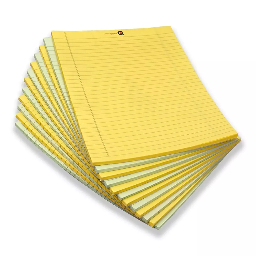 COI Writing Notepad Ruled 10.5x8.5 inch Ruled 50 Page Yellow, Green (Pack of 12)
