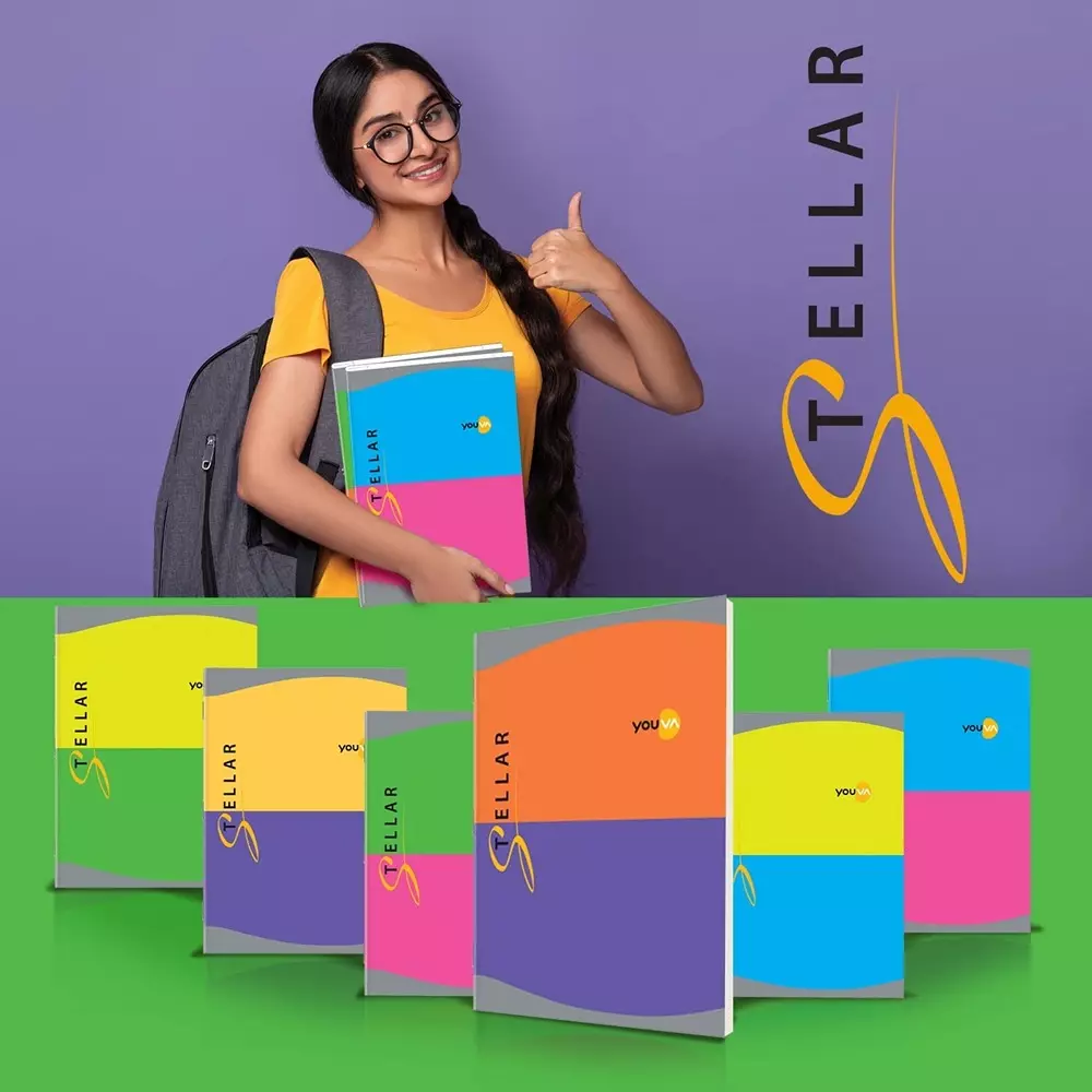 Youva Stellar Long Note Book A4 (21 cmx29.7 cm) 72 Pages 64 GSM Paper 24147, (Pack of 6)