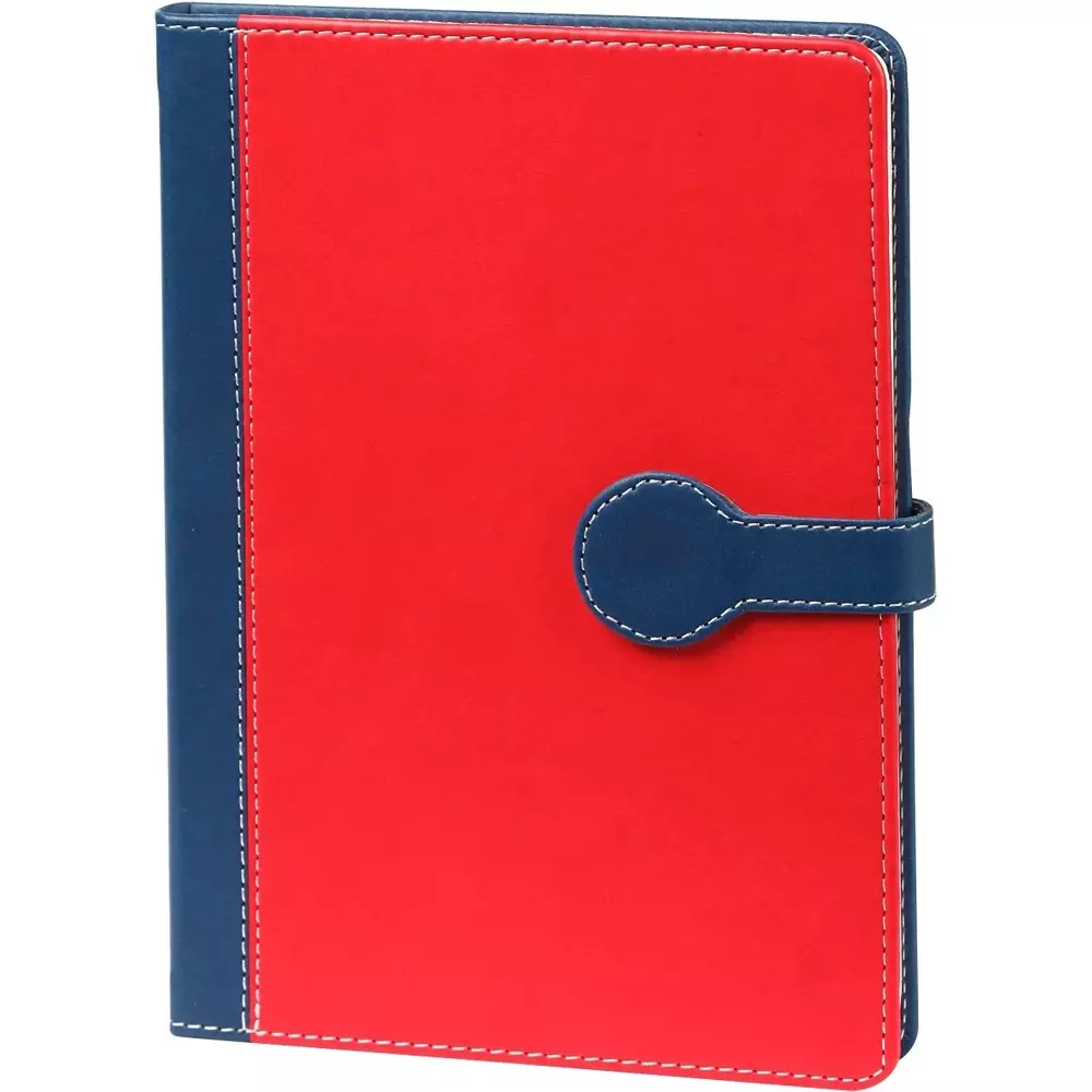 Worldone Pu Leather Finish Card Board Bound Cover Notebook With Button Magnetic Loop Size A5 Assorted Color, WPP1429