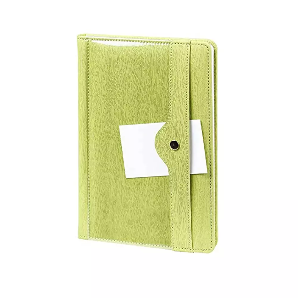 Worldone Pu Notebook, Front Transparent View Pocket With Tich Button Closure Size A5 Assorted Color, WPP1433